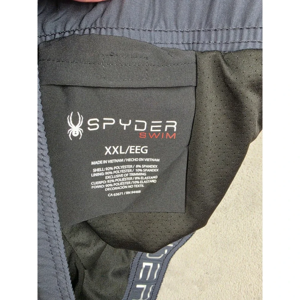Spyder Swim Shorts Mens XXL Black Gray Lined Pockets Athletic Board Shorts